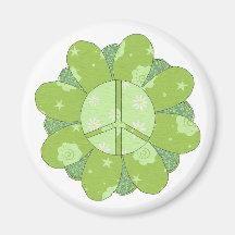 Signe de paix vert de fleur aimant