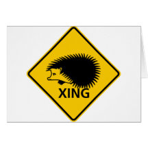 Signe de route de croisement de hérisson cartes de vœux