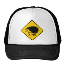 Signe de route de croisement de hérisson casquette