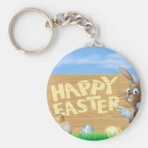 Signe heureux de Pâques de lapin de Pâques Porte-clefs