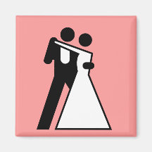 Signe international pour la jeune mariée et le mar magnets pour réfrigérateur