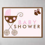 Signe rose de baby shower de poussette posters