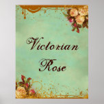 Signe victorien d'impression de rose posters