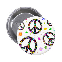 Signes et fleurs de paix badges avec agrafe