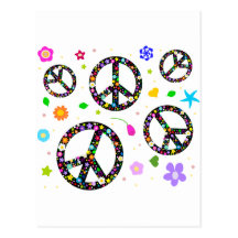 Signes et fleurs de paix carte postale