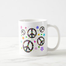 Signes et fleurs de paix mugs à café