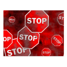 Signes grunges d'arrêt cartes postales