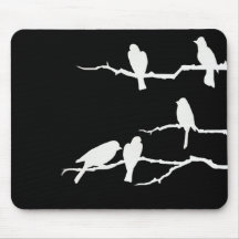 Silhouette blanche Mousepad d'oiseau Tapis De Souris