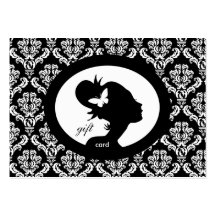Silhouette BW de femme de papillon de chèque-cadea Carte De Visite