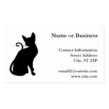Silhouette de chat carte de visite