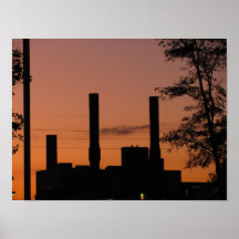Silhouette de cheminée d'évacuation des fumées de  affiches