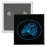 Silhouette de emballage bleue au néon de moto badge avec épingle