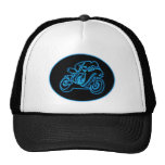 Silhouette de emballage bleue au néon de moto casquette