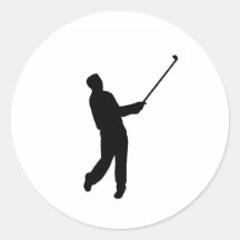 Silhouette de golfeur autocollant rond