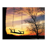 Silhouette de lever de soleil carte postale