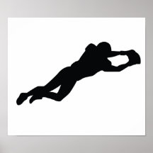 Silhouette de noir de joueur de football affiche