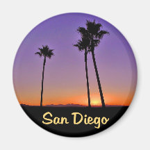 Silhouette de palmier à San Diego Aimant Pour Réfrigérateur