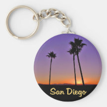 Silhouette de palmier à San Diego Porte-clé