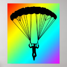 silhouette de parachutiste affiches