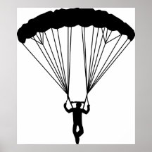 silhouette de parachutiste affiche