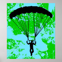 silhouette de parachutiste affiches