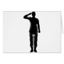 Silhouette de salutation de soldat américain cartes de vœux
