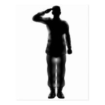 Silhouette de salutation de soldat américain cartes postales