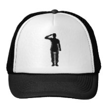 Silhouette de salutation de soldat américain casquettes