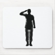 Silhouette de salutation de soldat américain tapis de souris