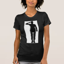 Silhouette de salutation de soldat américain t-shirts