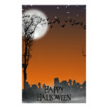 Silhouette de scène de cimetière de Halloween Papiers À Lettres