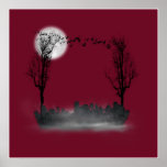 Silhouette de scène de cimetière de Halloween Affiches