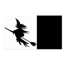 Silhouette de sorcière de manche à  balai modèles de cartes de visite