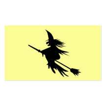 Silhouette de sorcière de manche à  balai carte de visite