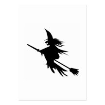 Silhouette de sorcière de manche à  balai cartes de visite personnelles