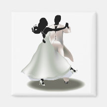 Silhouette d'un couple de danse aimant pour réfrigérateur