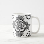 Silhouette florale affligée de ketmie de damassé mugs à café