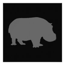 Silhouette grise d'hippopotame faire-parts