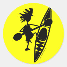 Silhouette joyeuse de canoë de kayak autocollant