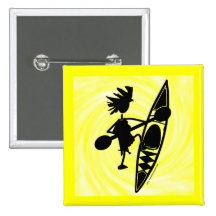 Silhouette joyeuse de canoë de kayak badge
