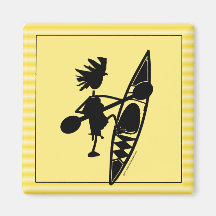 Silhouette joyeuse de canoë de kayak magnets pour réfrigérateur