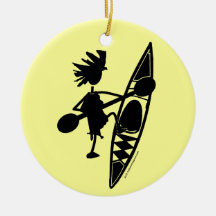 Silhouette joyeuse de canoë de kayak décorations de noël
