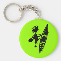 Silhouette joyeuse de canoë de kayak porte-clef