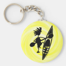 Silhouette joyeuse de canoë de kayak porte-clef