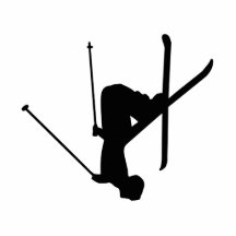Silhouette noire de ski photo en découpe