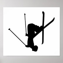 Silhouette noire de ski posters
