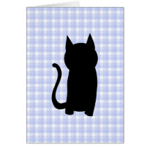 Silhouette se reposante de chat noir. Sur le contr Carte De Vœux