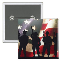 Silhouettes militaires patriotiques de soldat badges