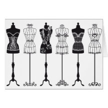 Silhouettes vintages de mannequins de mode cartes de vœux