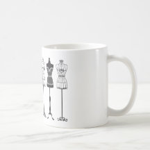 Silhouettes vintages de mannequins de mode tasse